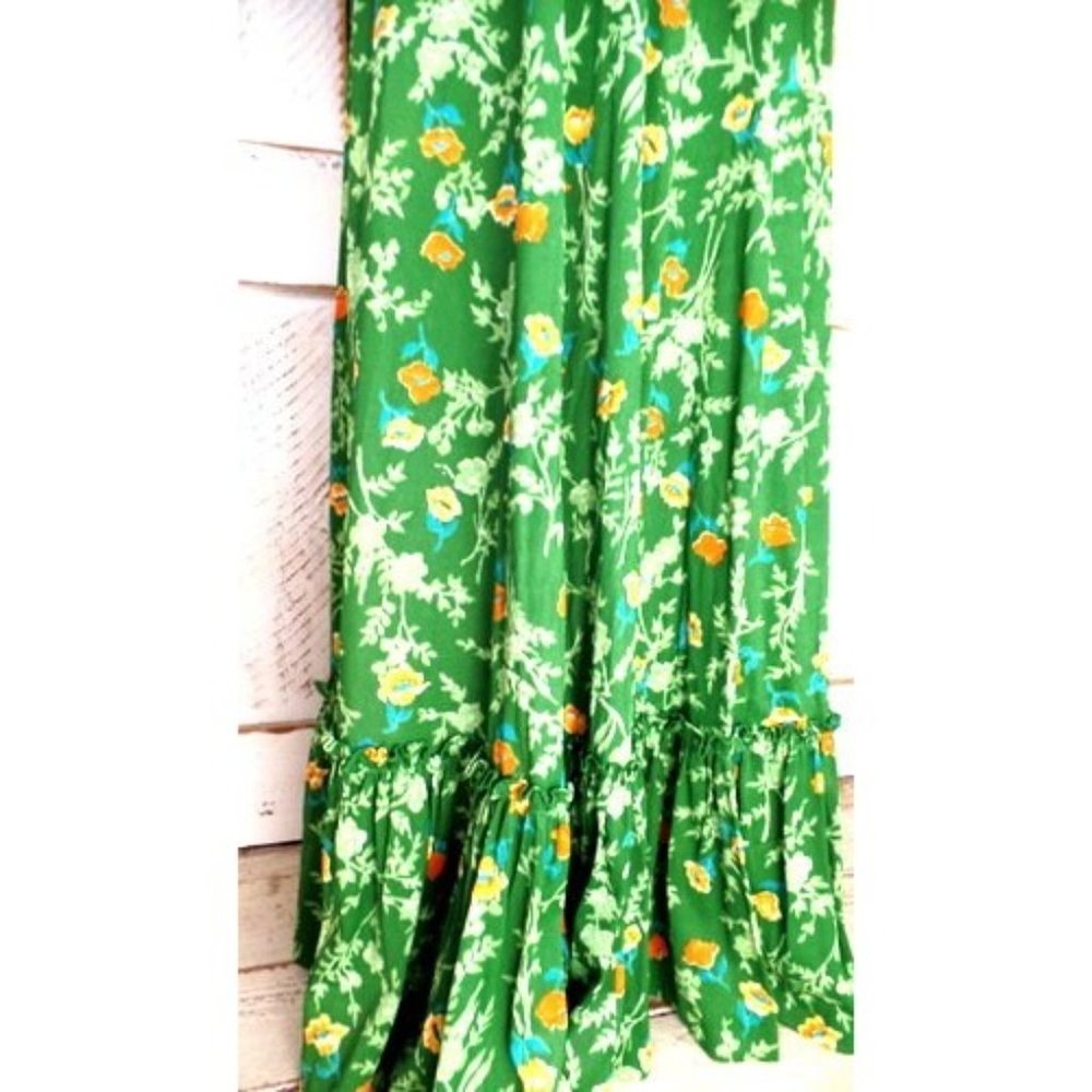70s vintage green Rage of California floral maxi halter dress - Picture 3 of 5